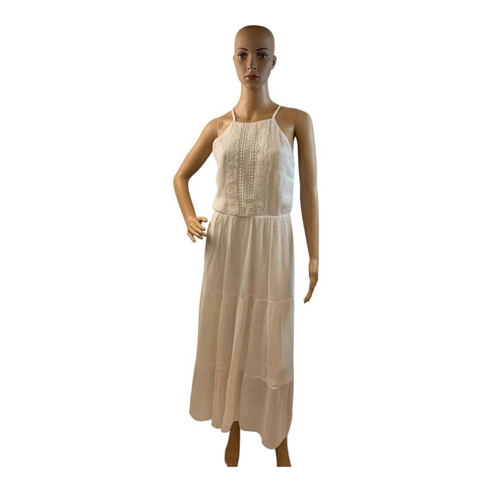 Kings Road Women's White Polyester Sleeveless Long Maxi Dress Size Small.